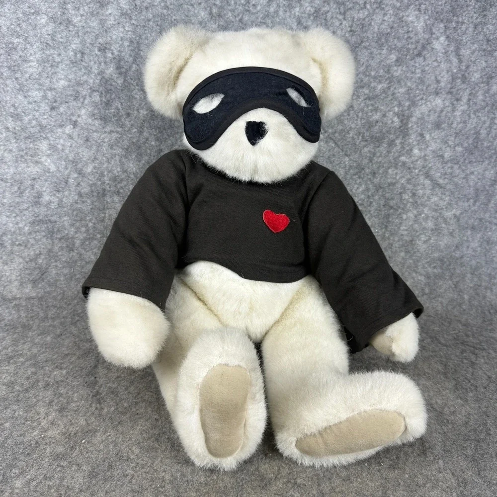 Vermont Teddy Bear Company Love Bandit Jointed Poseable Plush Valentine Mask 16